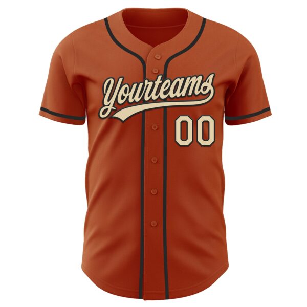Custom Texas Orange Cream-Black Authentic Baseball Jersey