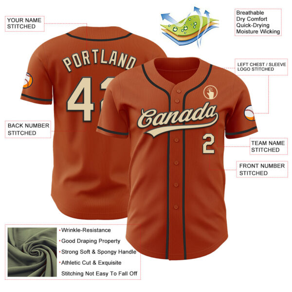 Custom Texas Orange Cream-Black Authentic Baseball Jersey