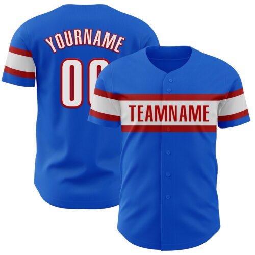 ThunderBlue0051 Custom Thunder Blue White-Red Authentic Baseball Jersey