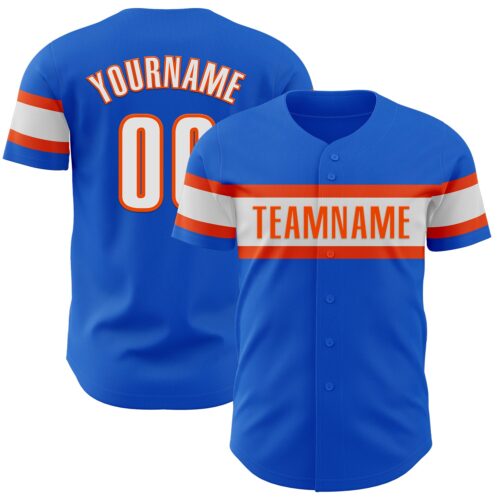 ThunderBlue0052 Custom Thunder Blue White-Orange Authentic Baseball Jersey