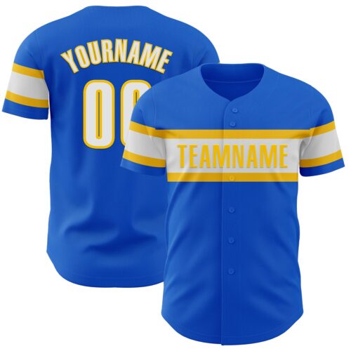 ThunderBlue0053 Custom Thunder Blue White-Yellow Authentic Baseball Jersey