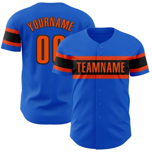 ThunderBlue0060 Custom Thunder Blue Orange-Black Authentic Baseball Jersey