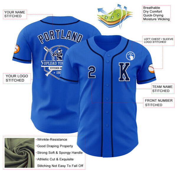Custom Thunder Blue Navy-White Authentic Baseball Jersey