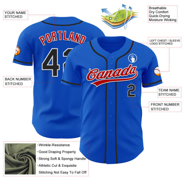 Custom Thunder Blue Black Red-White Authentic Baseball Jersey