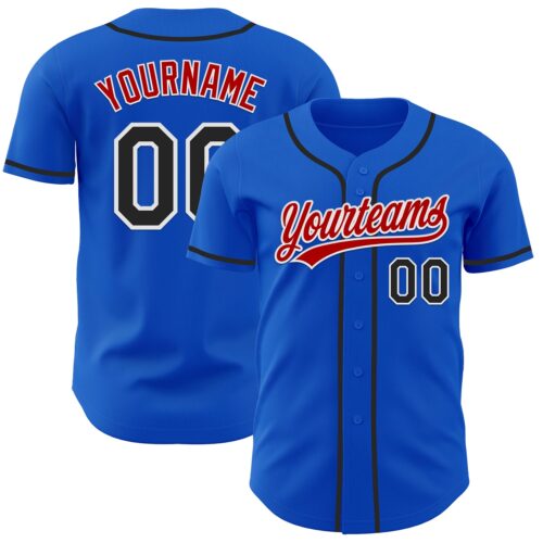 ThunderBlue0096 Custom Thunder Blue Black Red-White Authentic Baseball Jersey