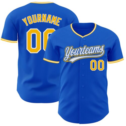 ThunderBlue0097 Custom Thunder Blue Gold-White Authentic Baseball Jersey