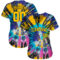 Custom Tie Dye Gold-Black 3D Authentic Baseball Jersey