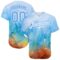 Custom Tie Dye Light Blue-White 3D Authentic Baseball Jersey