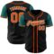 Custom Black Orange-Teal Authentic Two Tone Baseball Jersey