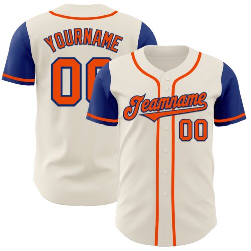 TwoTone0075 Custom Cream Orange-Royal Authentic Two Tone Baseball Jersey