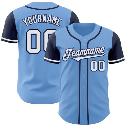 TwoTone0097 Custom Light Blue White-Navy Authentic Two Tone Baseball Jersey