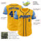 Custom Gold Navy-Light Blue Authentic Two Tone Baseball Jersey