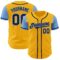 Custom Gold Navy-Light Blue Authentic Two Tone Baseball Jersey
