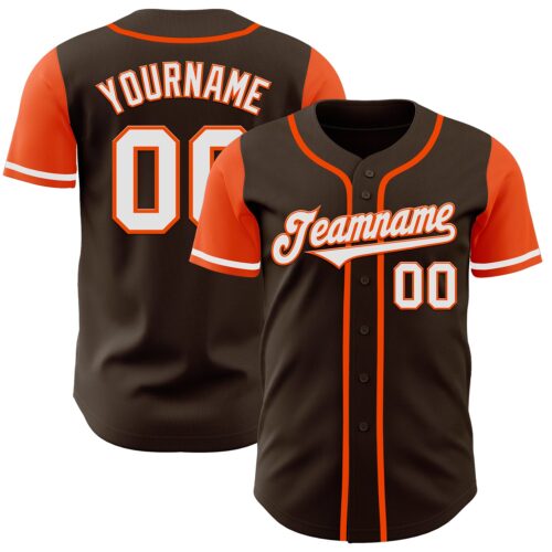 TwoTone0124 Custom Brown White-Orange Authentic Two Tone Baseball Jersey