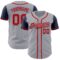 Custom Gray Red-Navy Authentic Two Tone Baseball Jersey