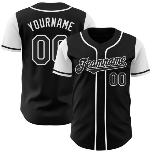 TwoTone0185 Custom Black White Authentic Two Tone Baseball Jersey