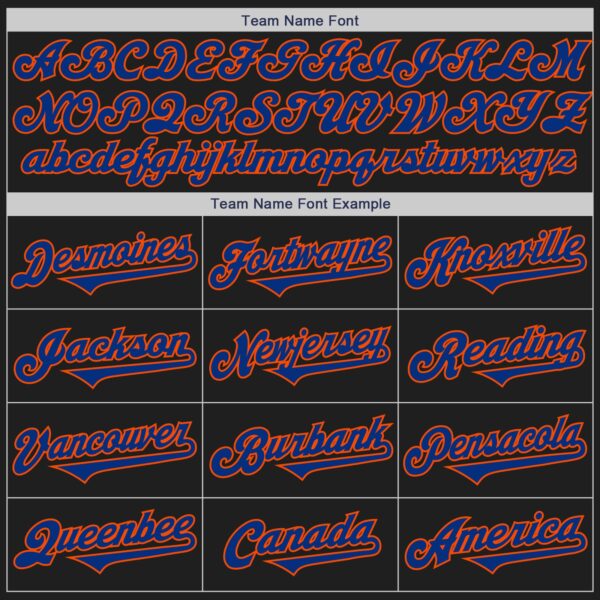Custom Black Royal-Orange Authentic Two Tone Baseball Jersey