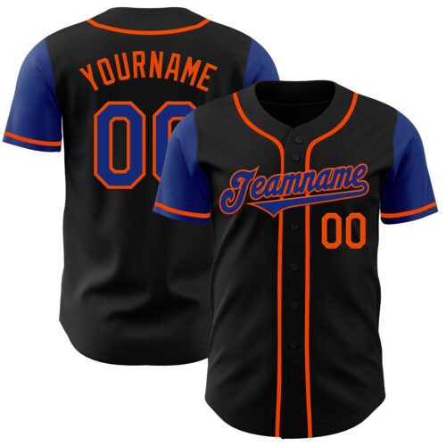 TwoTone0202 Custom Black Royal-Orange Authentic Two Tone Baseball Jersey
