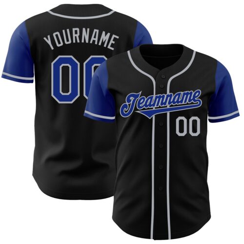 TwoTone0204 Custom Black Royal-Gray Authentic Two Tone Baseball Jersey