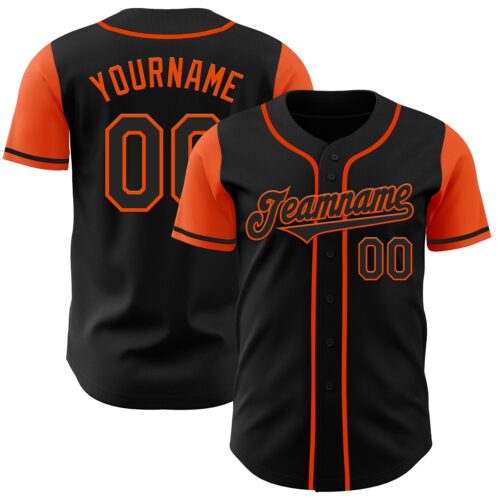 TwoTone0205 Custom Black Orange Authentic Two Tone Baseball Jersey