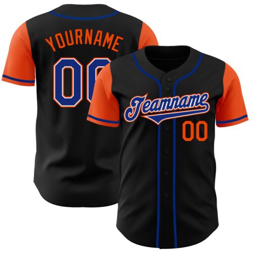 TwoTone0207 Custom Black Royal-Orange Authentic Two Tone Baseball Jersey