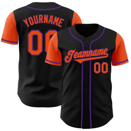 TwoTone0210 Custom Black Orange-Purple Authentic Two Tone Baseball Jersey