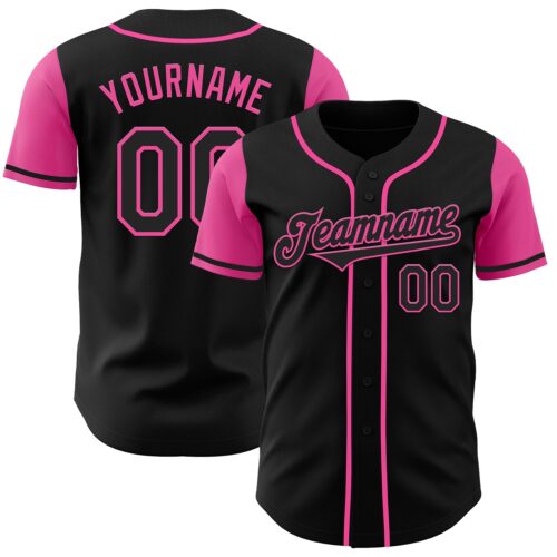 TwoTone0216 Custom Black Pink Authentic Two Tone Baseball Jersey