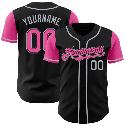 TwoTone0218 Custom Black Pink-Gray Authentic Two Tone Baseball Jersey
