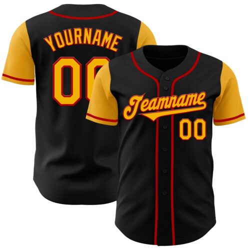 TwoTone0226 Custom Black Gold-Red Authentic Two Tone Baseball Jersey