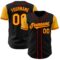 Custom Black Gold-Red Authentic Two Tone Baseball Jersey