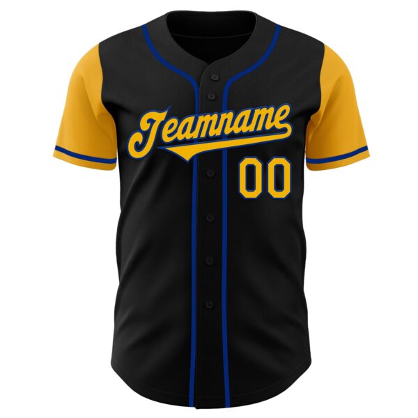 Custom Black Gold-Royal Authentic Two Tone Baseball Jersey