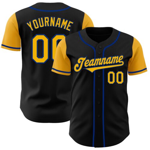 TwoTone0227 Custom Black Gold-Royal Authentic Two Tone Baseball Jersey