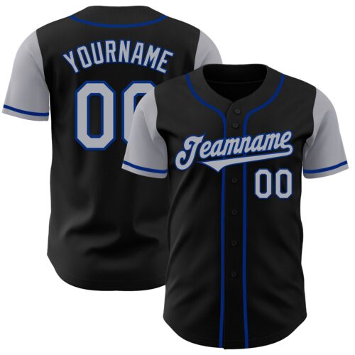 TwoTone0233 Custom Black Gray-Royal Authentic Two Tone Baseball Jersey