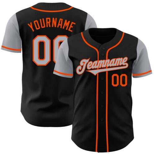 TwoTone0236 Custom Black Gray-Orange Authentic Two Tone Baseball Jersey