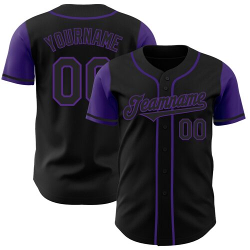 TwoTone0240 Custom Black Purple Authentic Two Tone Baseball Jersey