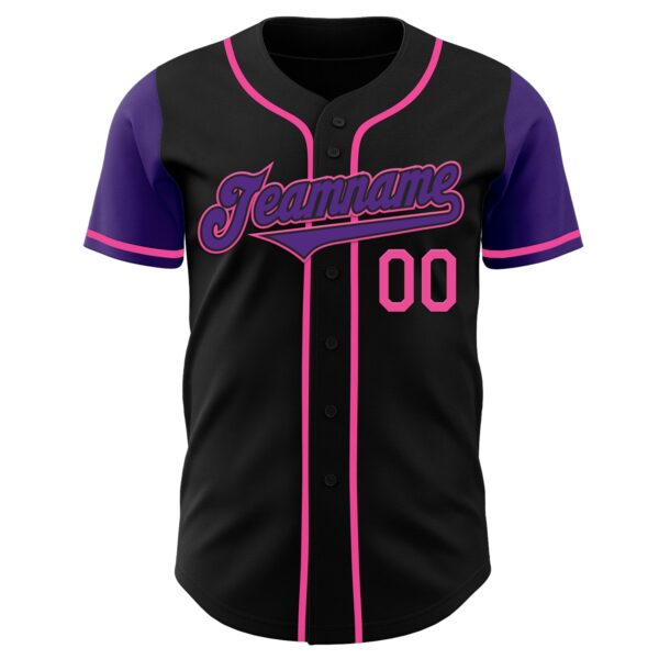 Custom Black Purple-Pink Authentic Two Tone Baseball Jersey
