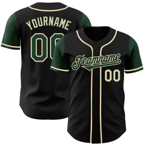 TwoTone0250 Custom Black Green-Cream Authentic Two Tone Baseball Jersey