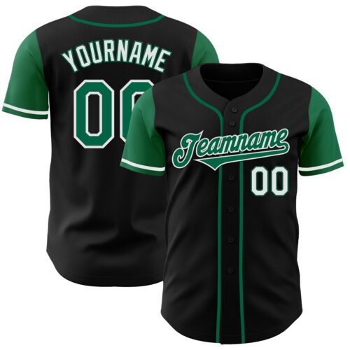 TwoTone0254 Custom Black Kelly Green-White Authentic Two Tone Baseball Jersey