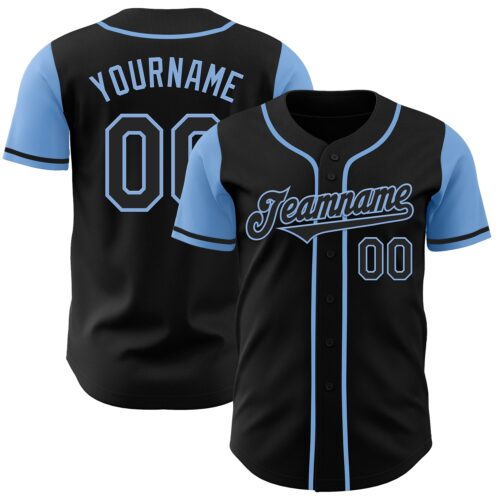 TwoTone0260 Custom Black Light Blue Authentic Two Tone Baseball Jersey