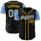Custom Black Light Blue-Yellow Authentic Two Tone Baseball Jersey