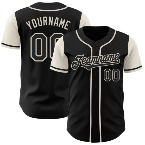 TwoTone0265 Custom Black Cream Authentic Two Tone Baseball Jersey