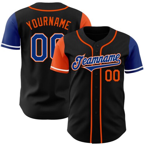TwoTone0290 Custom Black Royal-Orange Authentic Two Tone Baseball Jersey
