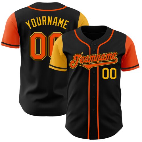 TwoTone0292 Custom Black Orange-Gold Authentic Two Tone Baseball Jersey