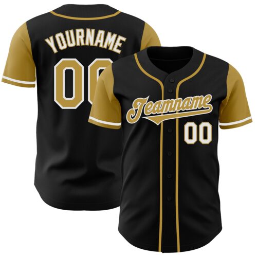 TwoTone0306 Custom Black Old Gold-White Authentic Two Tone Baseball Jersey