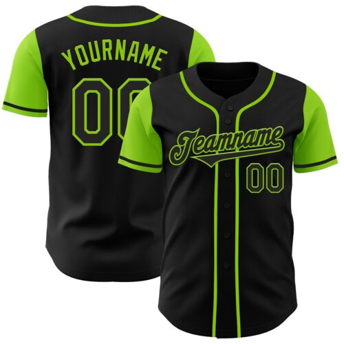 TwoTone0309 Custom Black Neon Green Authentic Two Tone Baseball Jersey