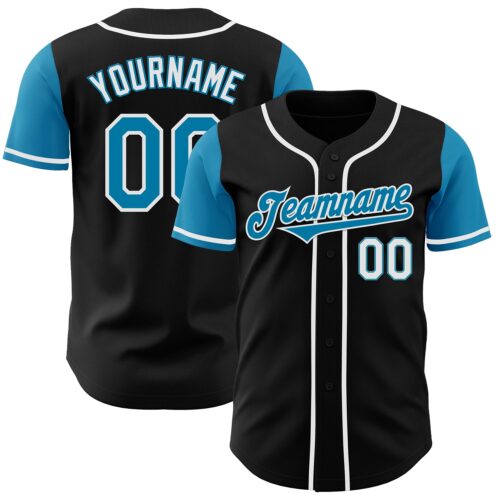 TwoTone0316 Custom Black Panther Blue-White Authentic Two Tone Baseball Jersey