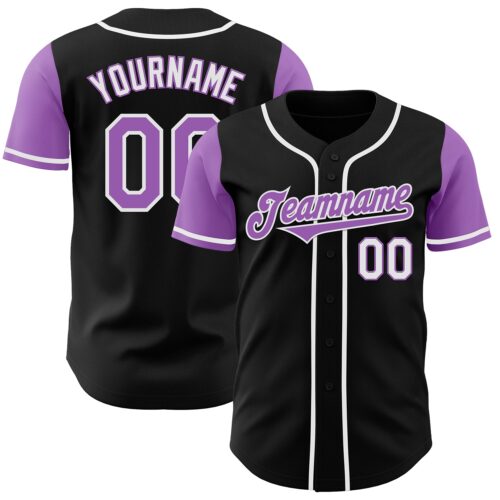 TwoTone0322 Custom Black Medium Purple-White Authentic Two Tone Baseball Jersey