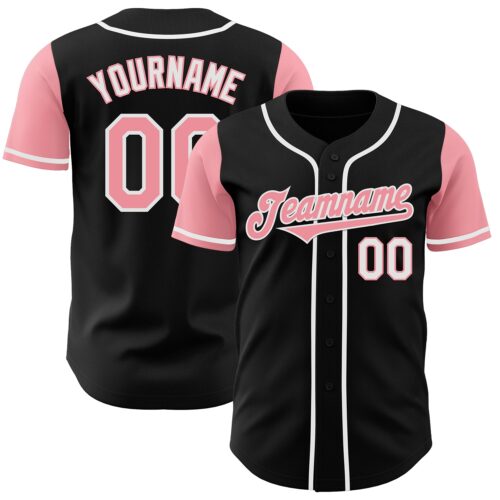 TwoTone0324 Custom Black Medium Pink-White Authentic Two Tone Baseball Jersey