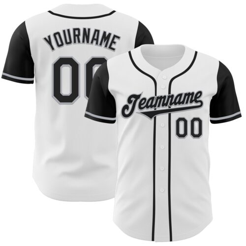 TwoTone0336 Custom White Black-Gray Authentic Two Tone Baseball Jersey