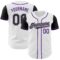 Custom White Black-Purple Authentic Two Tone Baseball Jersey
